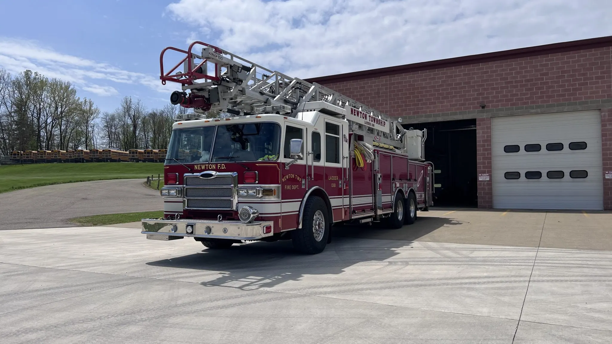 Ladder 1081, the division's aerial ladder truck.