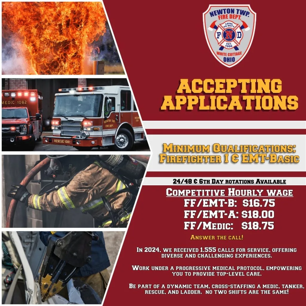 Newton Township FD recruitment flyer.